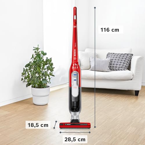 Bosch Akku-Staubsauger Athlet Zoo'o BCH6ZOOO, beutellos, für Tierhaare, hohe Saugleistung, lange Laufzeit, freistehend, für alle Bodenarten, rot