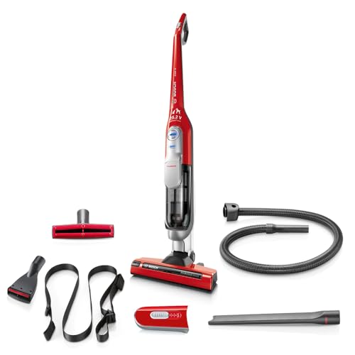 Bosch Akku-Staubsauger Athlet Zoo'o BCH6ZOOO, beutellos, für Tierhaare, hohe Saugleistung, lange Laufzeit, freistehend, für alle Bodenarten, rot