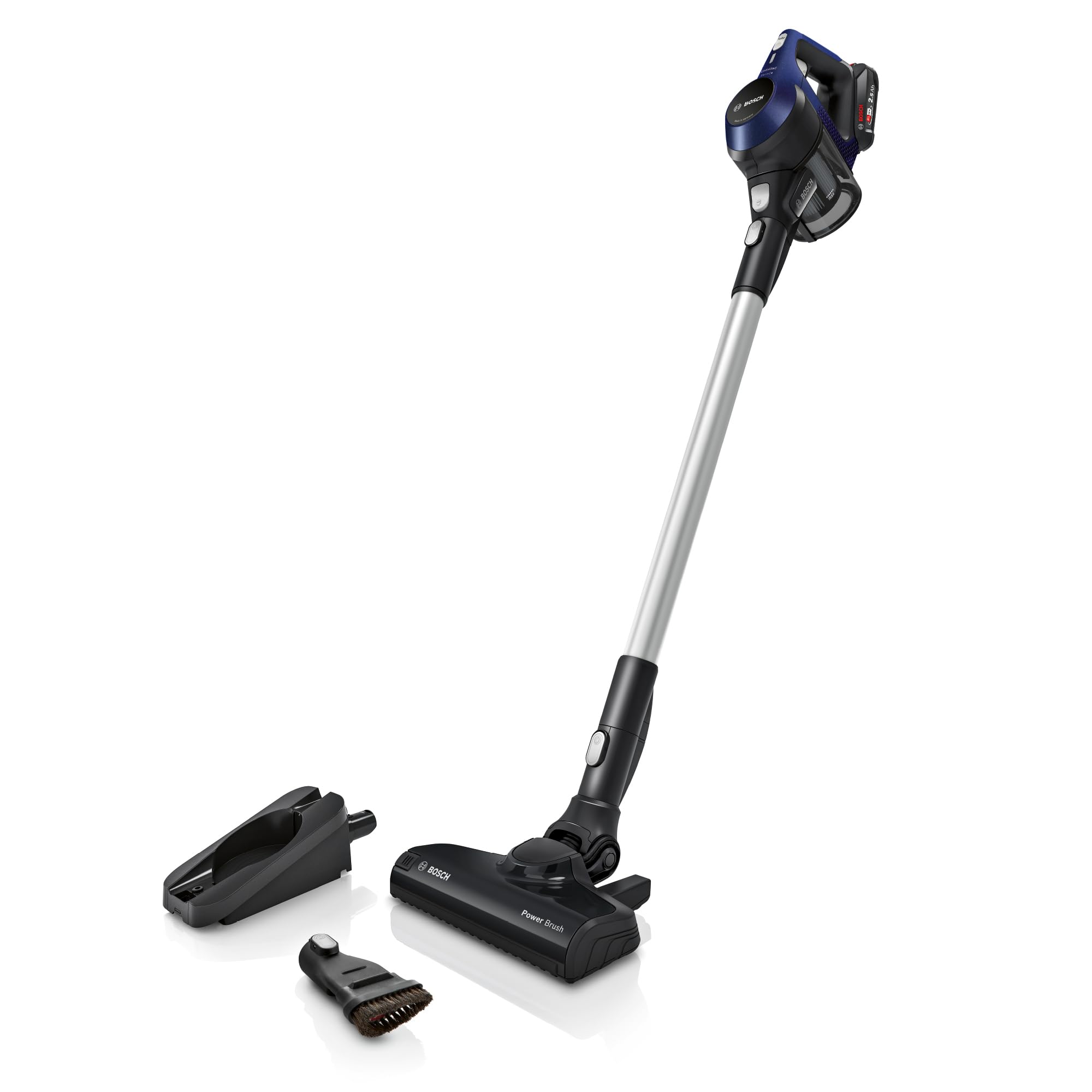 Bosch Akku-Staubsauger Unlimited 6 BBS611PCK, kabellos, beutellos, leicht, hohe Saugleistung, lange Laufzeit, Fugendüse, alle Bodenarten, blau.