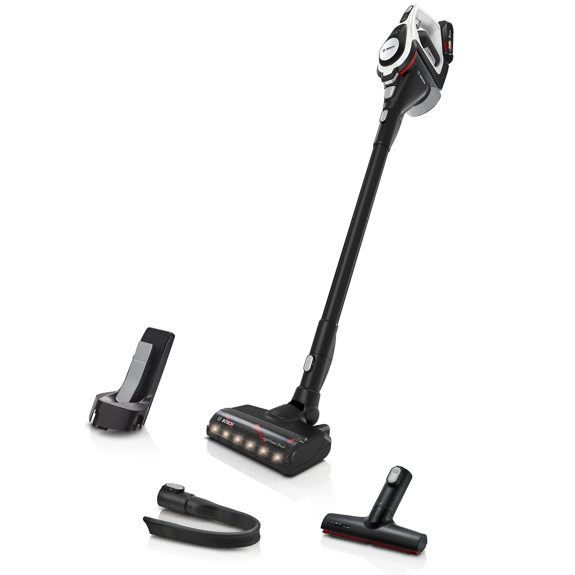 Bosch Akku-Staubsauger Unlimited Gen2 8 BKS8214W, 45 Min Laufzeit, austauschbarer Akku, LED-Beleuchtung, XXL-Polsterdüse, weiß.